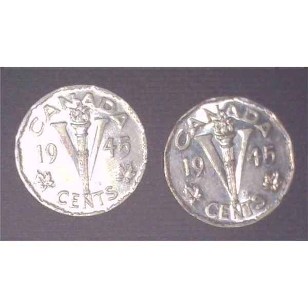 2x Canadian Nickels 1945