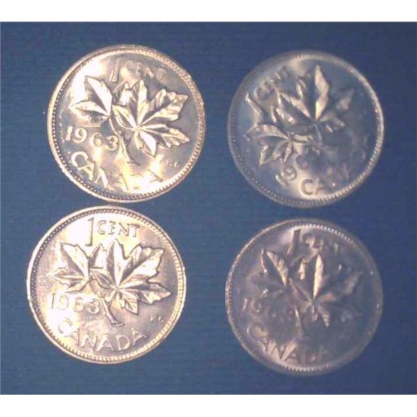 4x Canadian Pennies 1963