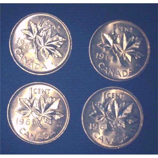 4x Canadian Pennies 1961