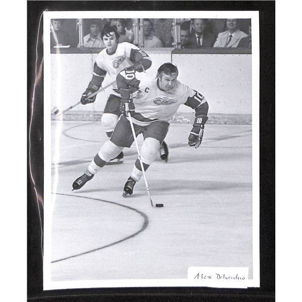 Vintage Original Alex Delvecchio Detroit Red Wings 6x9 Black & White Photo