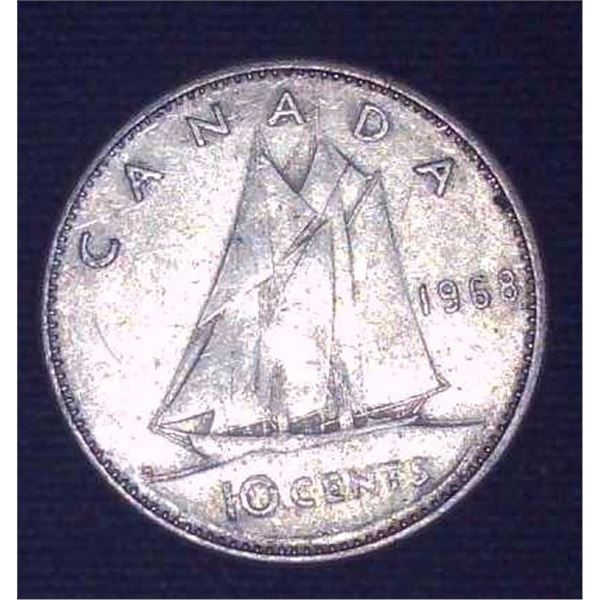 1968 Canadian Silver Dime (non-magnetic) 50% Silver