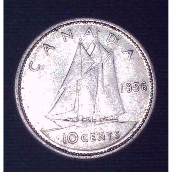 1956 Canadian Silver 10 Cent Coin