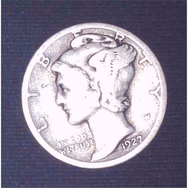 1927 USA Silver 10 Cent Coin