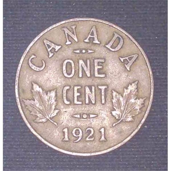 1921 Canadian Penny One Cent Coin