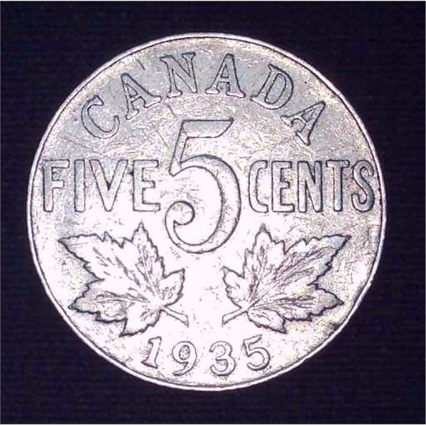 1935 Canadian 5 Cent Coin