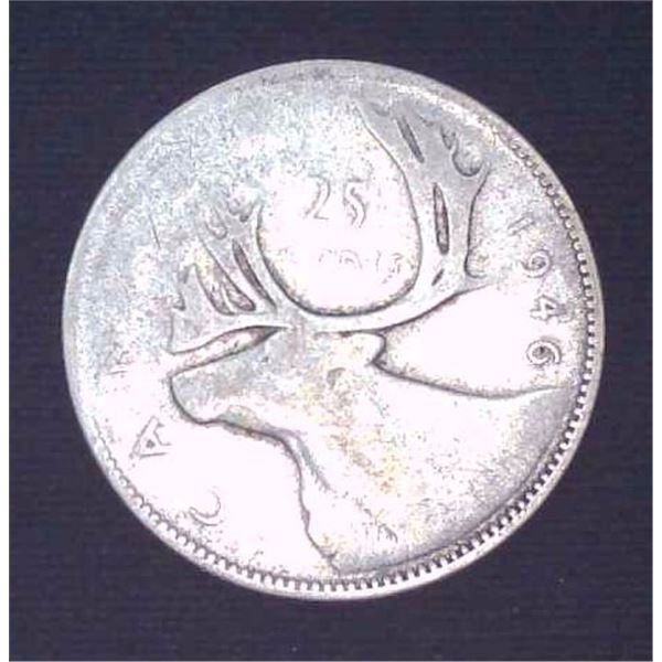 1946 Canadian Silver 25 Cent Coin