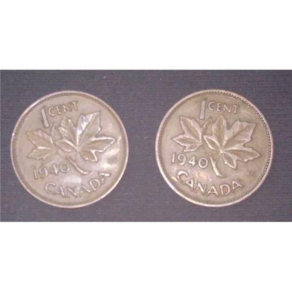 2x Canadian Pennies 1940