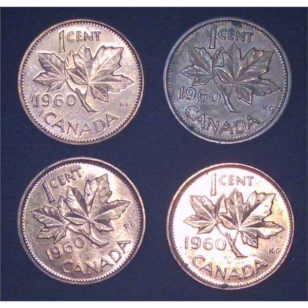 4x Canadian Pennies 1960
