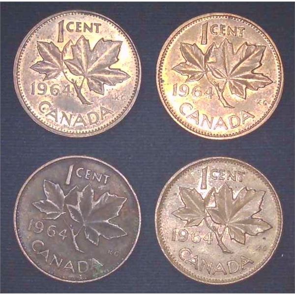 4x Canadian Pennies 1964