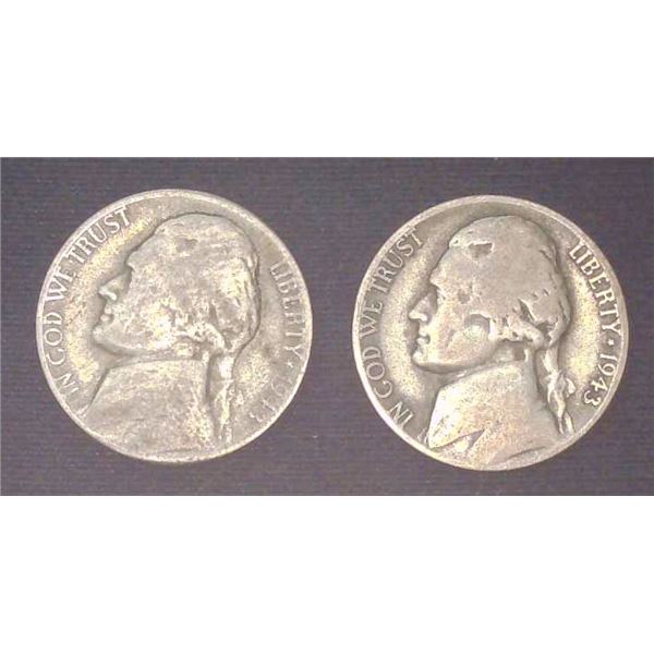 2x USA Nickels 1943