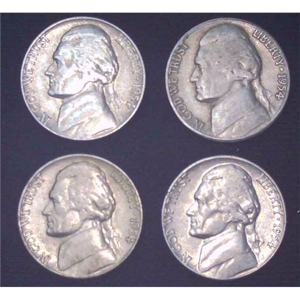 4x USA Nickels 1954