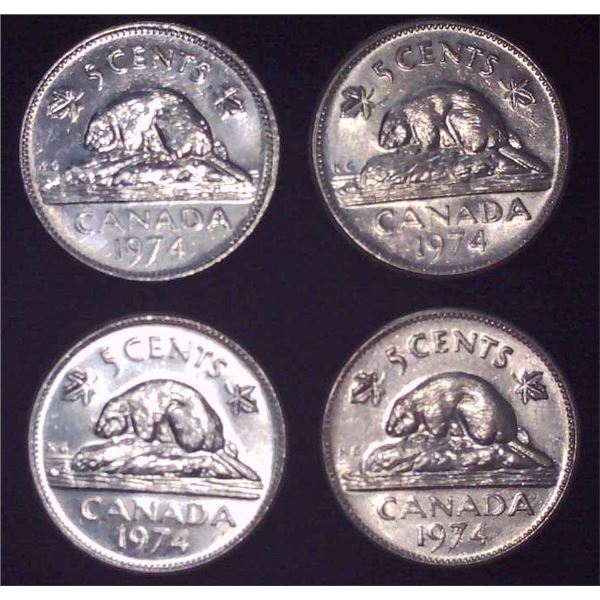 4x Canadian Nickels 1974