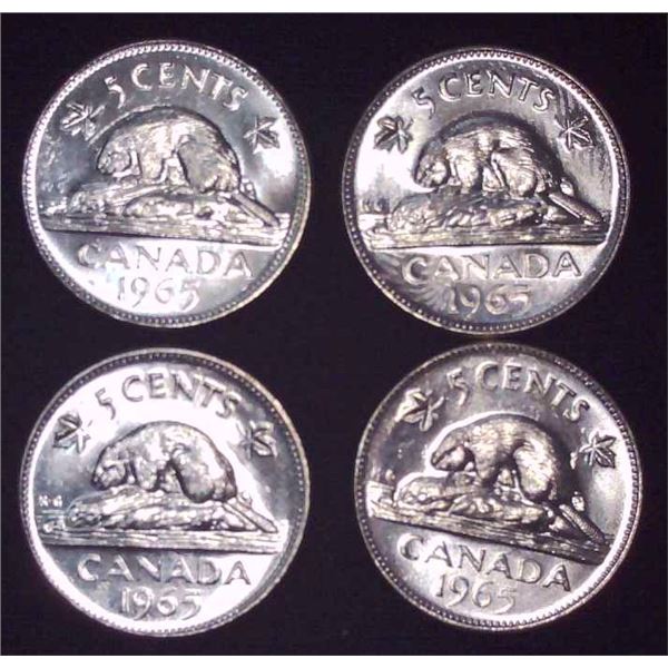 4x Canadian Nickels 1965