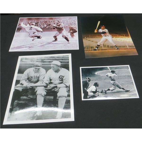 Lot Of 4 MLB Baseball Photos Hank Aaron, Babe Ruth & More