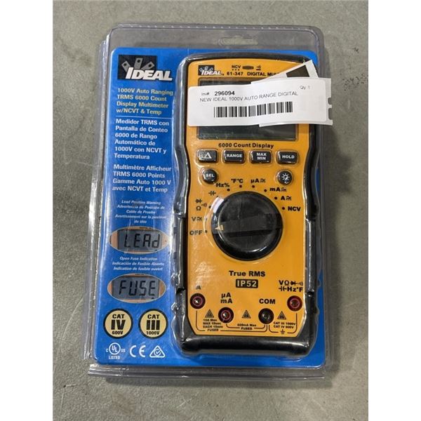 NEW IDEAL 1000V AUTO RANGE DIGITAL MULTIMETER