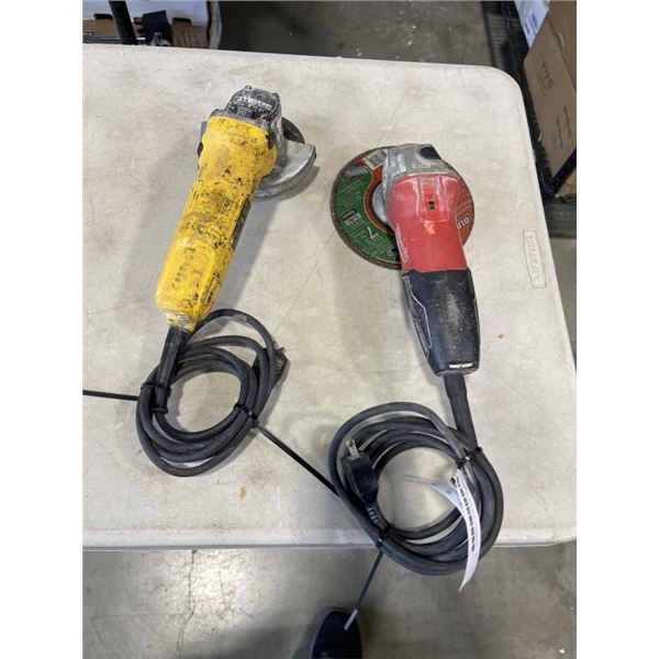 DEWALT AND MILWAUKEE GRINDERS - BOTH WORKING, MILWAUKEE MISSING OFF SWITCH