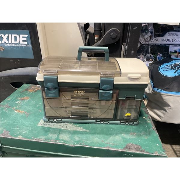 PLANO 737 TACKLE BOX WITH ASSORTED FISHING CONTENTS