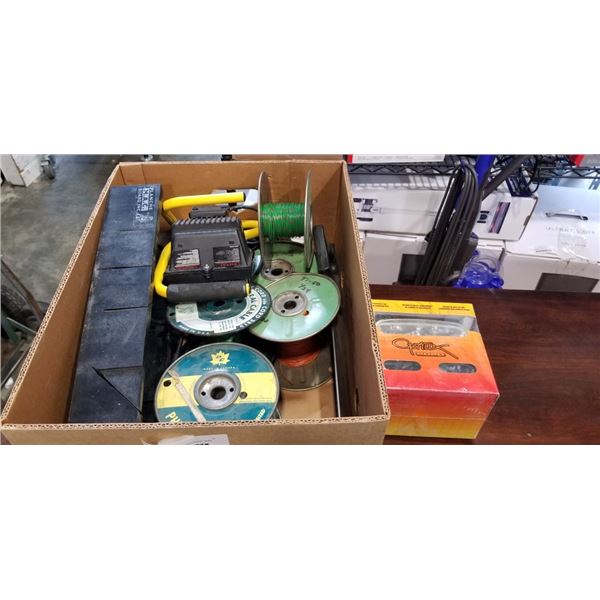 ASSORTED ROLL SOF ELECTRICAL WIRE, HEADLIGHTS, WORKLIGHT ETC