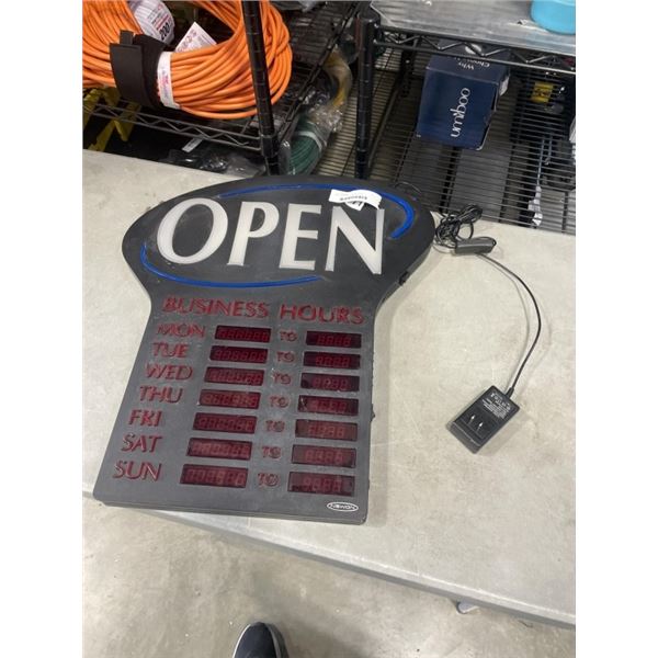 LIGHT UP OPEN SIGN. WORKING