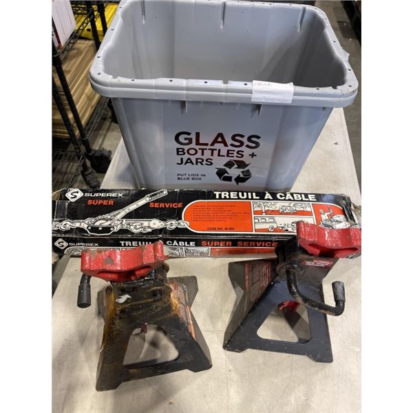 SUPEREX CABLE COME ALONG AND JACK STANDS