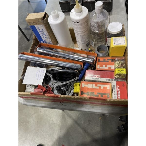 ASSORTED WIRE LUBE, STRAIN RELIEFS, MISC ELECTRICAL, 12 INCH ROLLERS