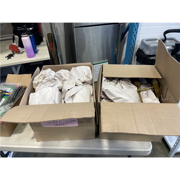 2 BOXES OF MODERN SCONCES AND SHADES