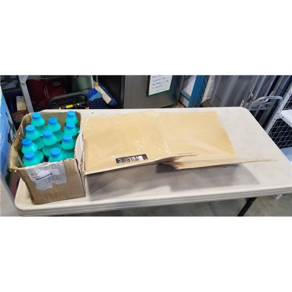 2 16X22 INCH RUBBER CRAFTING MATTS AND CASE OF NEW APPLICATION CLEANING SPRAY