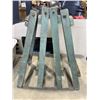 Image 2 : 3 TOTES OF ASSORTED SHOP HARDWARE, ELECTRICAL, , SAW HORSE STANDS ETC
