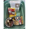 Image 7 : 3 TOTES OF ASSORTED SHOP HARDWARE, ELECTRICAL, , SAW HORSE STANDS ETC