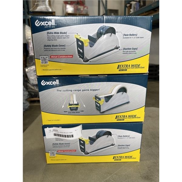 LOT OF 3 EXCELL WIDE MOUTH TAPE DISPENSERS