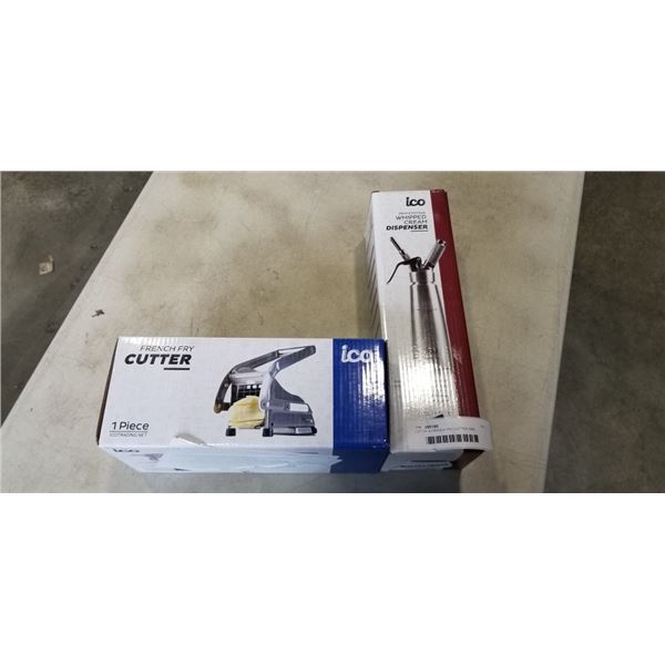 LOT OF A FRENCH FRY CUTTER AND WHIPPING CREAM DISPENSER