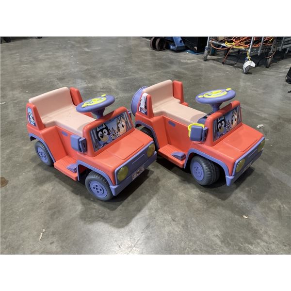 TWO BLUEY ELECTRIC RIDE ON TOYS ONE IS WORKING OTHER IS DEAD NO CHARGER  WITH MULTIFUNCTIONAL KIDS T