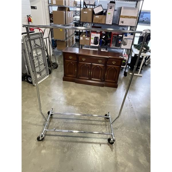 COLLAPSIBLE ROLLING CHROME CLOTHING RACK