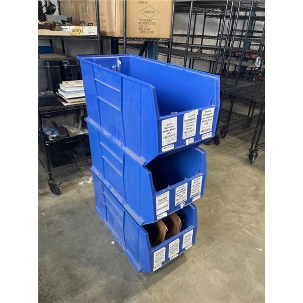 3 LARGE QUANTUM STACKING STORAGE BINS QUS993 36 INCH LONG X 17 X 17 INCH