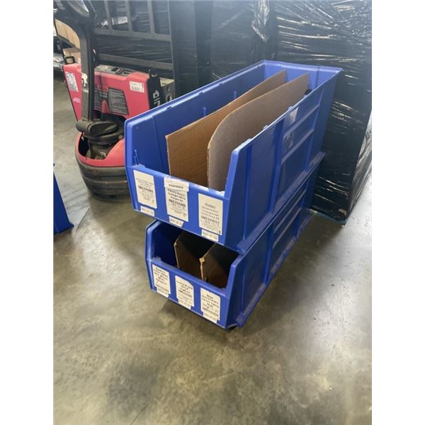 2 LARGE QUANTUM STACKING STORAGE BINS QRB166 42 INCH LONG X 17 X 17 INCH