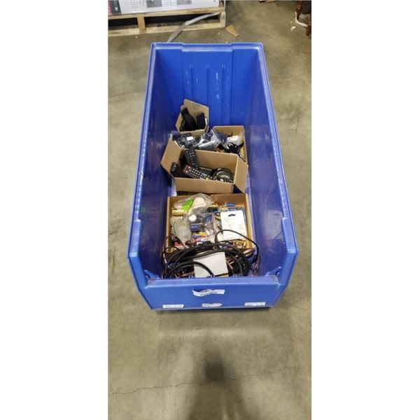 QUANTUM STACKING STORAGE BIN WITH ASSORTED BATTERIES AND REMOTE CONTROLS FOR SONY, KLIPSCH, JBL ETC 