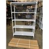 Image 1 : NEW WHITE METAL SHELVING UNIT WITH REAR CAGE BACKING 48" WIDE, 70 INCH TALL, 16 INCH DEEP, 5 TIER