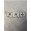 Image 1 : 3 CANADIAN SILVER SMALL 5 CENT COINS 1906, 1912, 1918 .925 SILVER