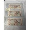 Image 1 : 3 - 1986 CANADIAN MINT $2 BILLS, LAST YEAR OF $2 BILL
