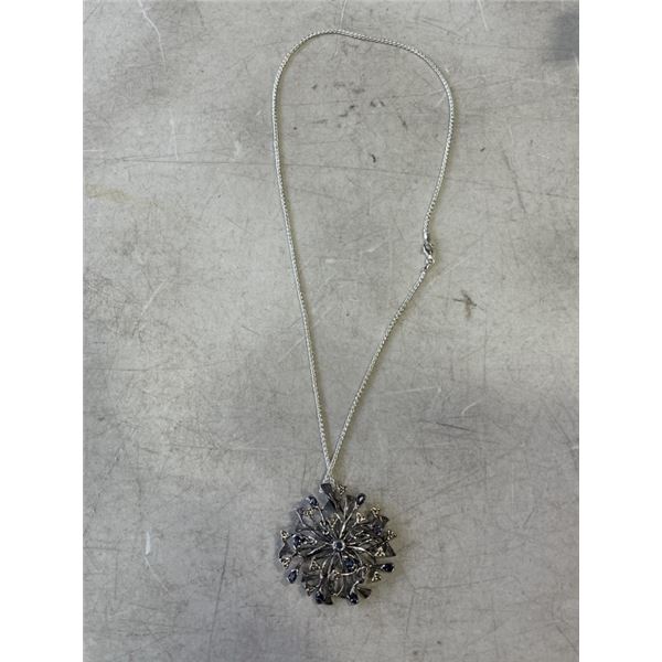 20 INCH STERLING CHAIN WITH 925 PENDANT SET WITH TANZANITE STONES