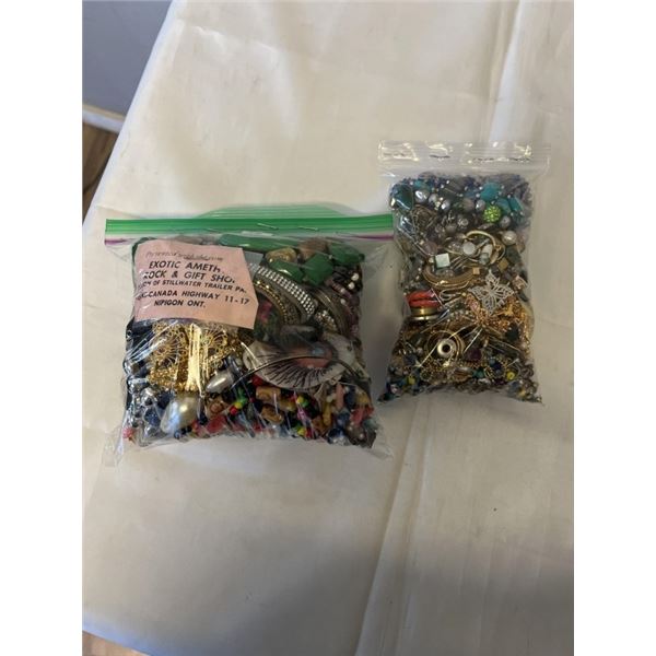 2 BAGS OF MISC JEWELRY AND PARTS