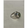 Image 2 : VINTAGE STERLING SILVER W/ GREEN JADE STONE RING, MARKED 925, SIZE 7.5