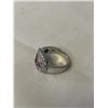 Image 2 : STERLING SILVER W/ FACETED STONES AND TINY WHITE STONES (ONE MISSING) RING MAKRED 925 MJI SIZE 7.75