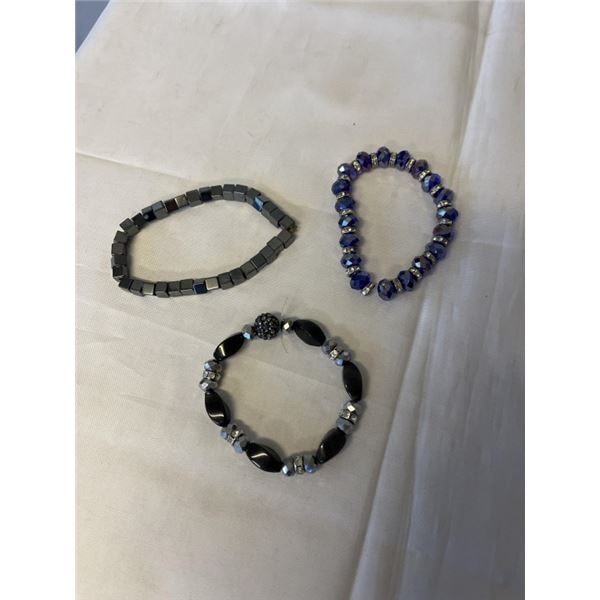 3 BLACK ALASKAN DIAMONDS BEADS BRACELETS