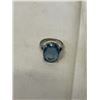 Image 2 : EXTRA LENGTH STAINLESS STEEL CHAIN NECKLACE 27" LENGTH AND RING W/ BLUE STONE SIZE 7