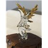 Image 2 : HAND CRAFTED GOLD PLATED GLASS EAGLE ON WOOD BASE