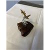 Image 3 : HAND CRAFTED GOLD PLATED GLASS EAGLE ON WOOD BASE