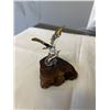 Image 4 : HAND CRAFTED GOLD PLATED GLASS EAGLE ON WOOD BASE