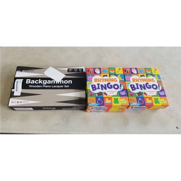 LOT OF 4  RYTMING BOARD GAME AND BACK GAMMON