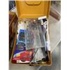 Image 5 : 3 SMALL TOTES AND 2 CONTAINERS FULL OF SEWING SUPPLIES. INCLUDES VINTAGE BOX.